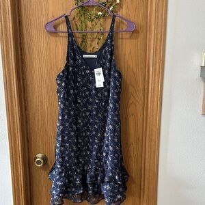 Abercrombie & Fitch Navy Floral Ruffled Slip Dress